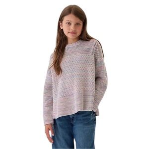 Gap Kids Crochet Boxy Sweater Pink Baby Blue Size XXL